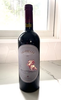 A bottle of Vigorello one of the original Super Tuscan wines